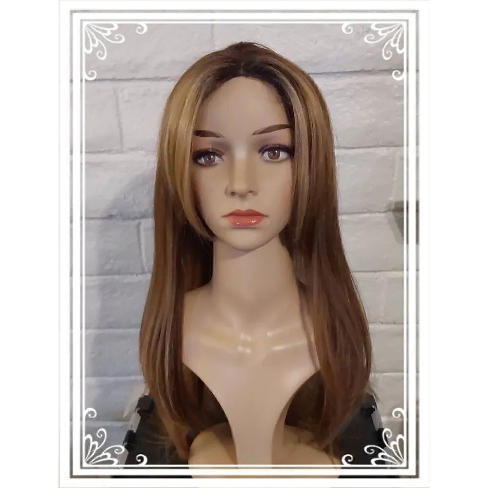 NWT~Beautiful Caramelesque " Fall From Grace" 26" Human Hair Blend Wig
